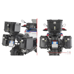 BMW GSA 1300 Support latéral pour valise, spécifique PL ONE-FIT avec dégagement pour l’échappement, configuré pour les valises MONOKEY® CAM-SIDE Trekker Outback